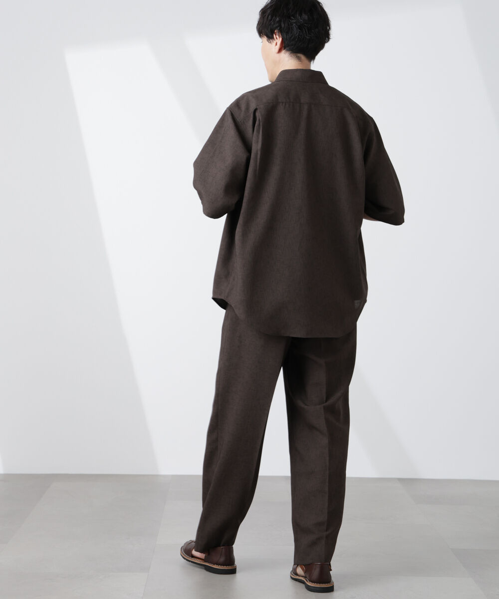 nano･universe「テックリネンリラックスタックテーパードパンツ」|チノ|