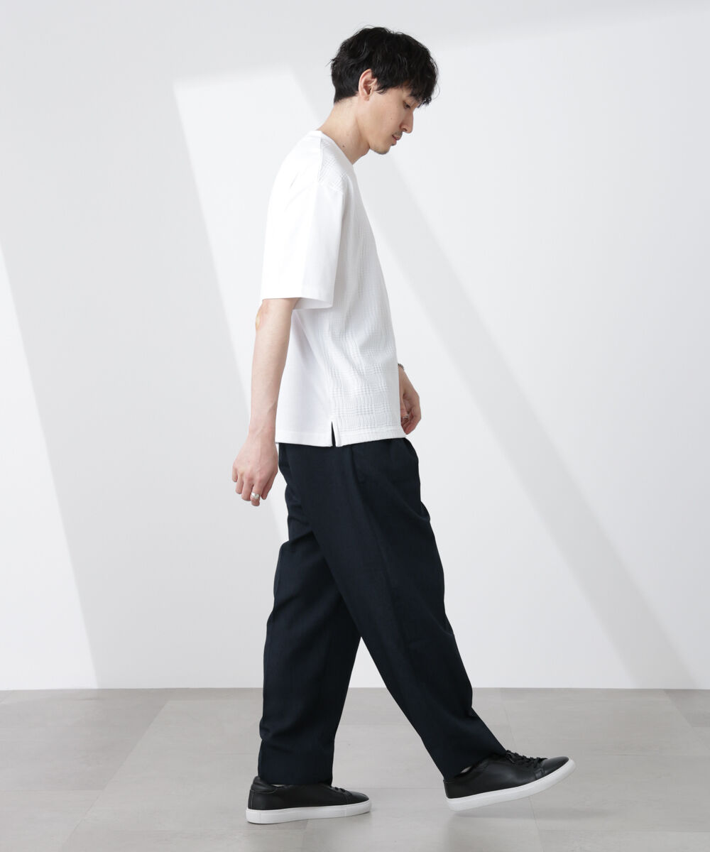 nano･universe「テックリネンリラックスタックテーパードパンツ」|チノ|