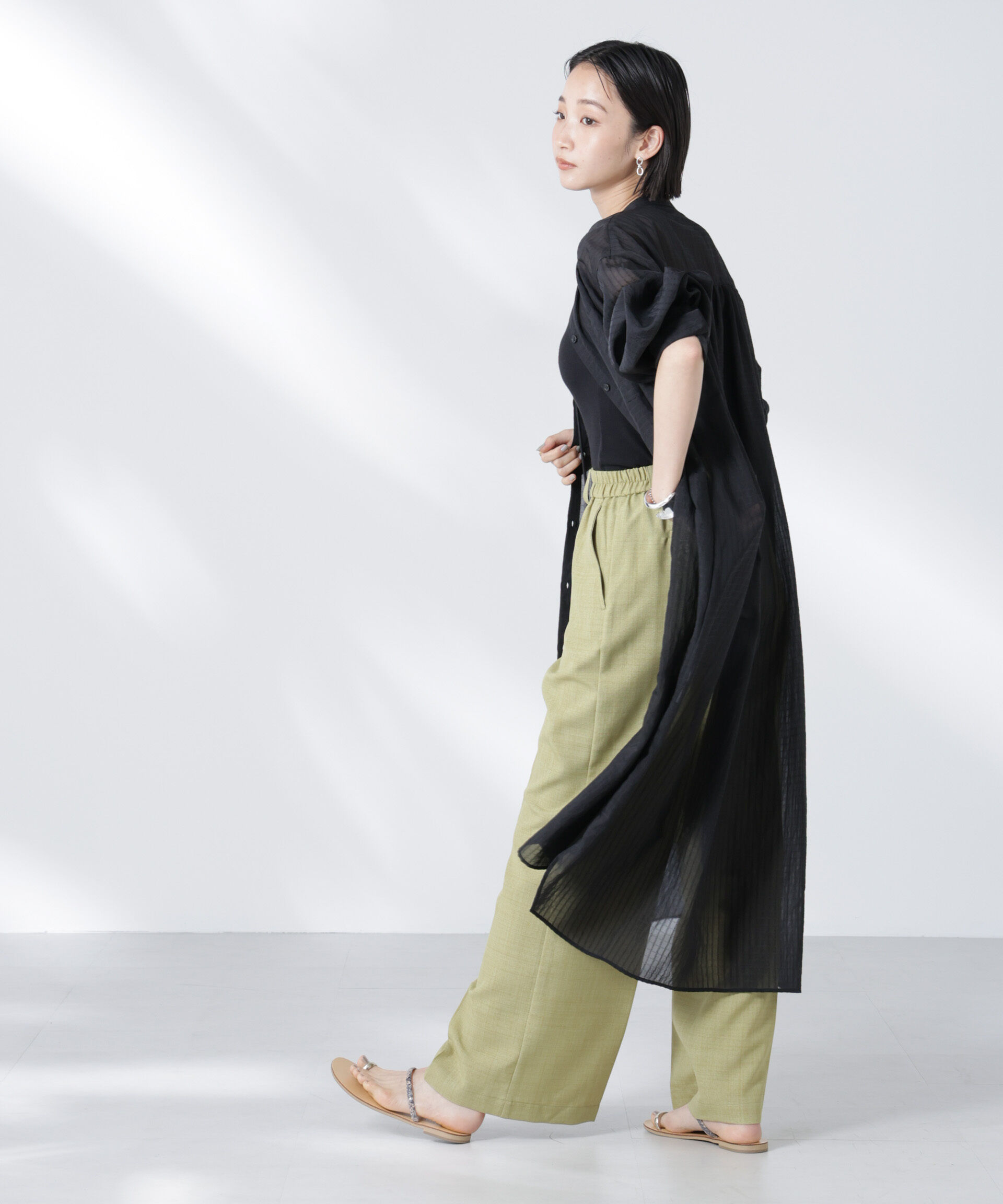 nano･universe「シアーストライプシャツワンピース」|ワンピース|