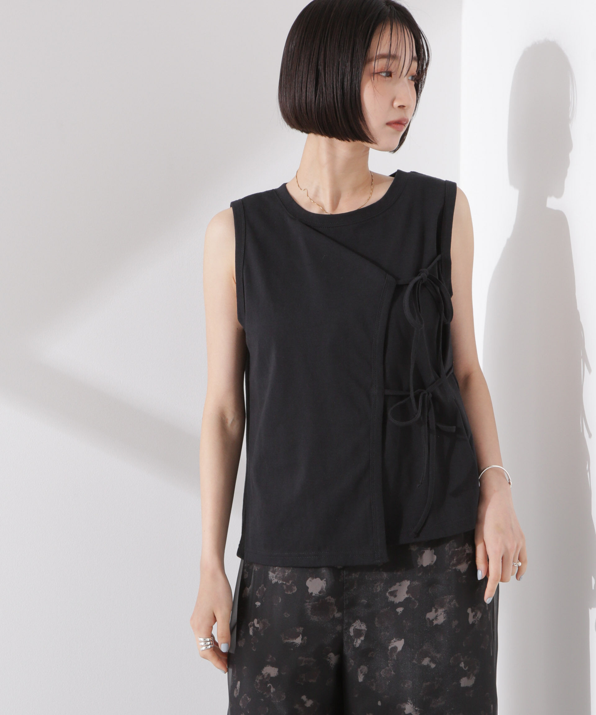 nano･universe「ドライタッチ天竺リボン結びディティールトップス」|Tシャツ・カットソー|