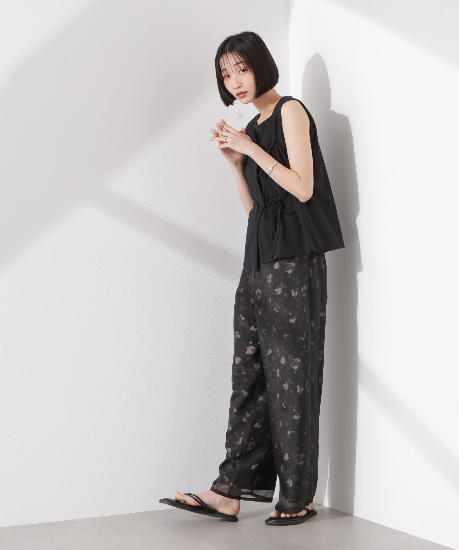 nano･universe「ドライタッチ天竺リボン結びディティールトップス」|Tシャツ・カットソー|