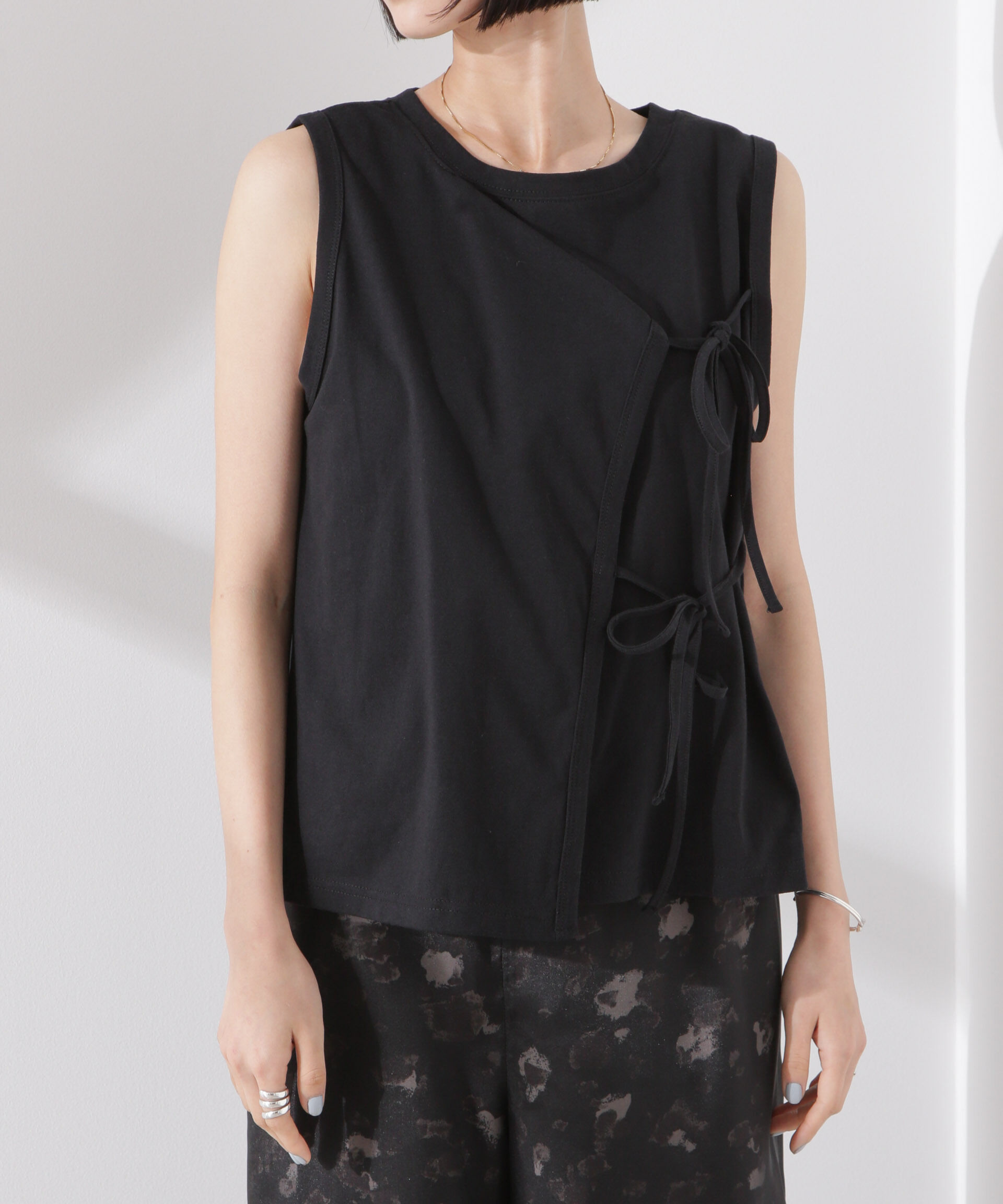 nano･universe「ドライタッチ天竺リボン結びディティールトップス」|Tシャツ・カットソー|