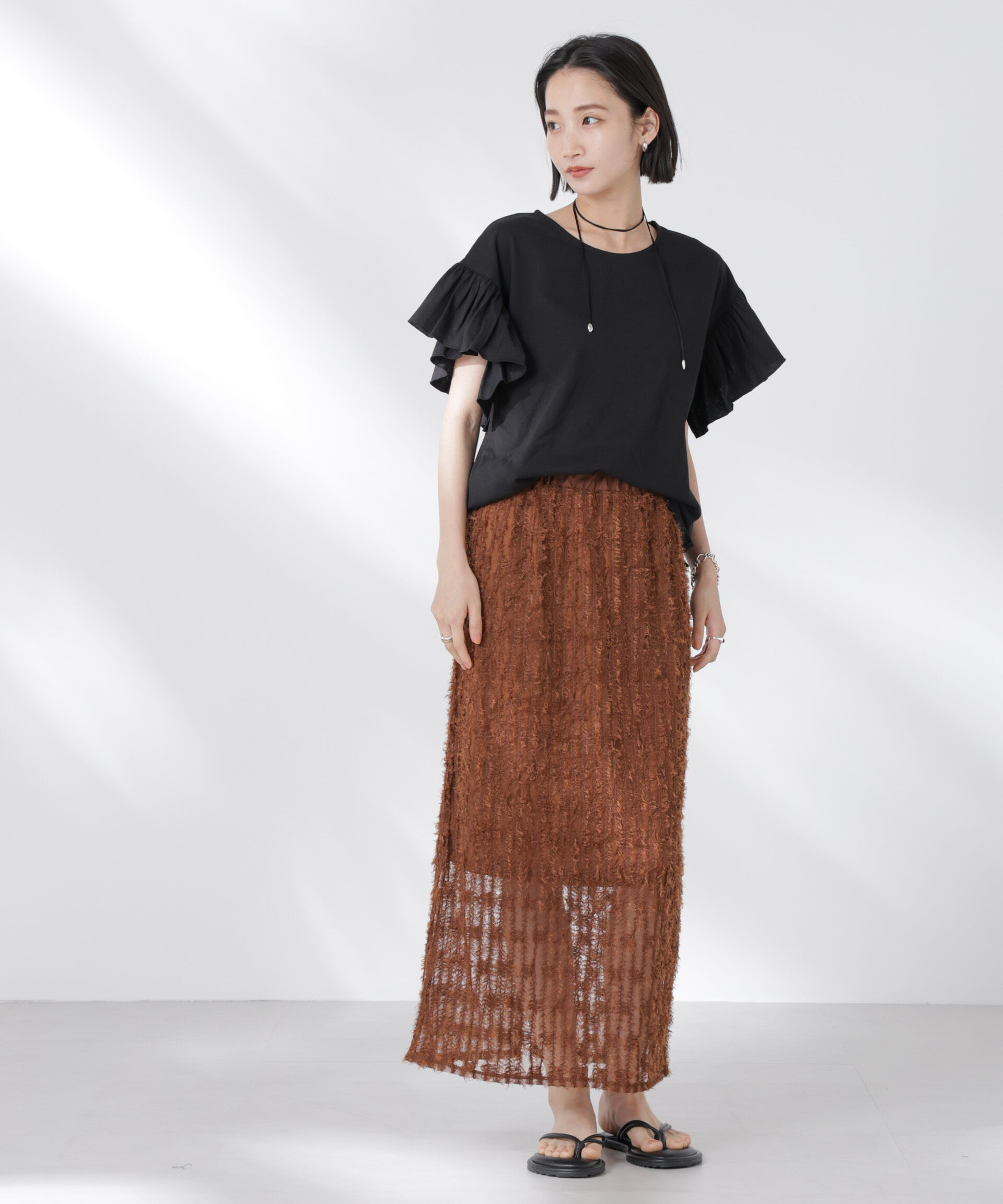 nano･universe「STORATECH 機能素材フレアデザインスリーブトップス」|Tシャツ・カットソー|