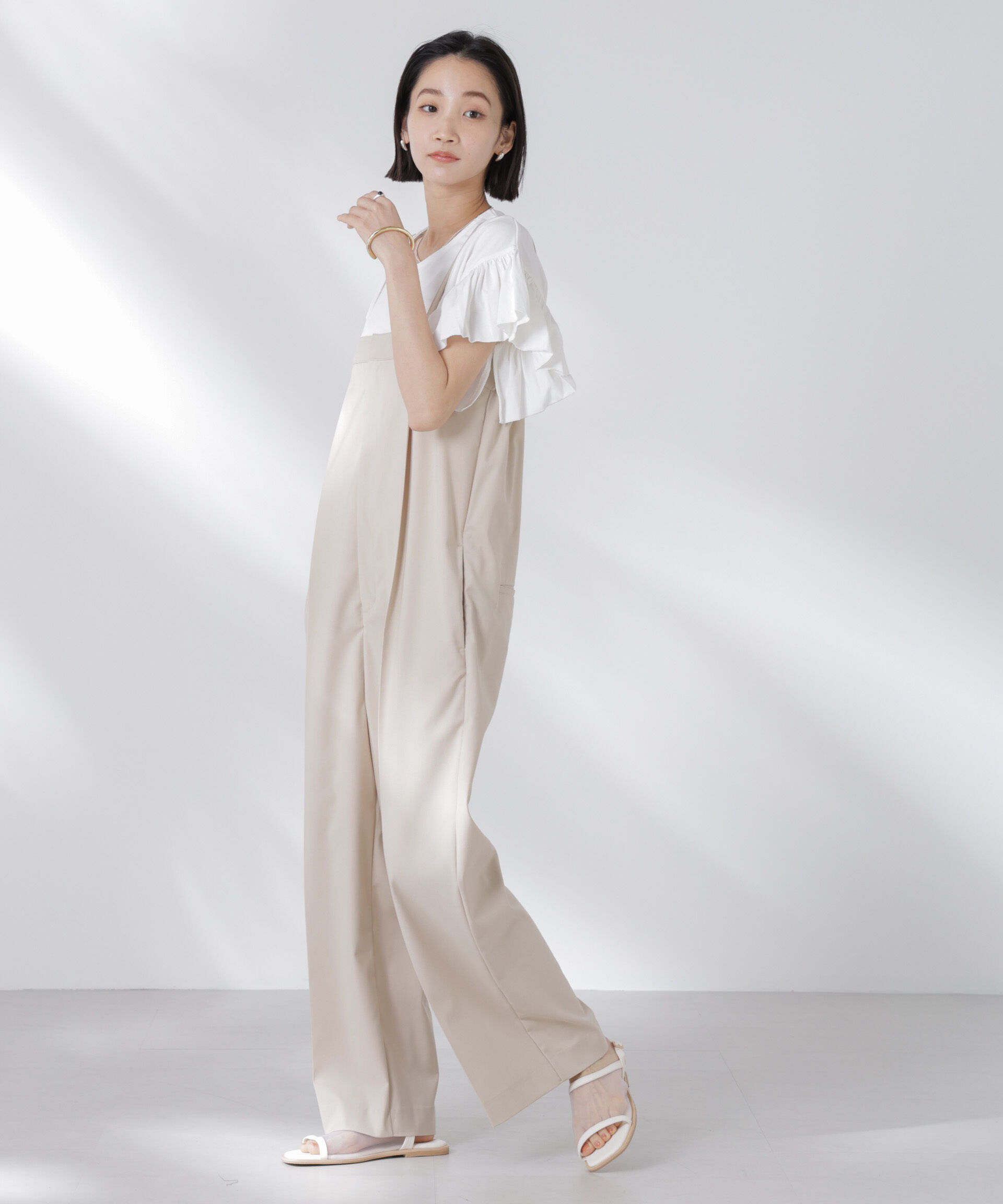 nano･universe「STORATECH 機能素材フレアデザインスリーブトップス」|Tシャツ・カットソー|