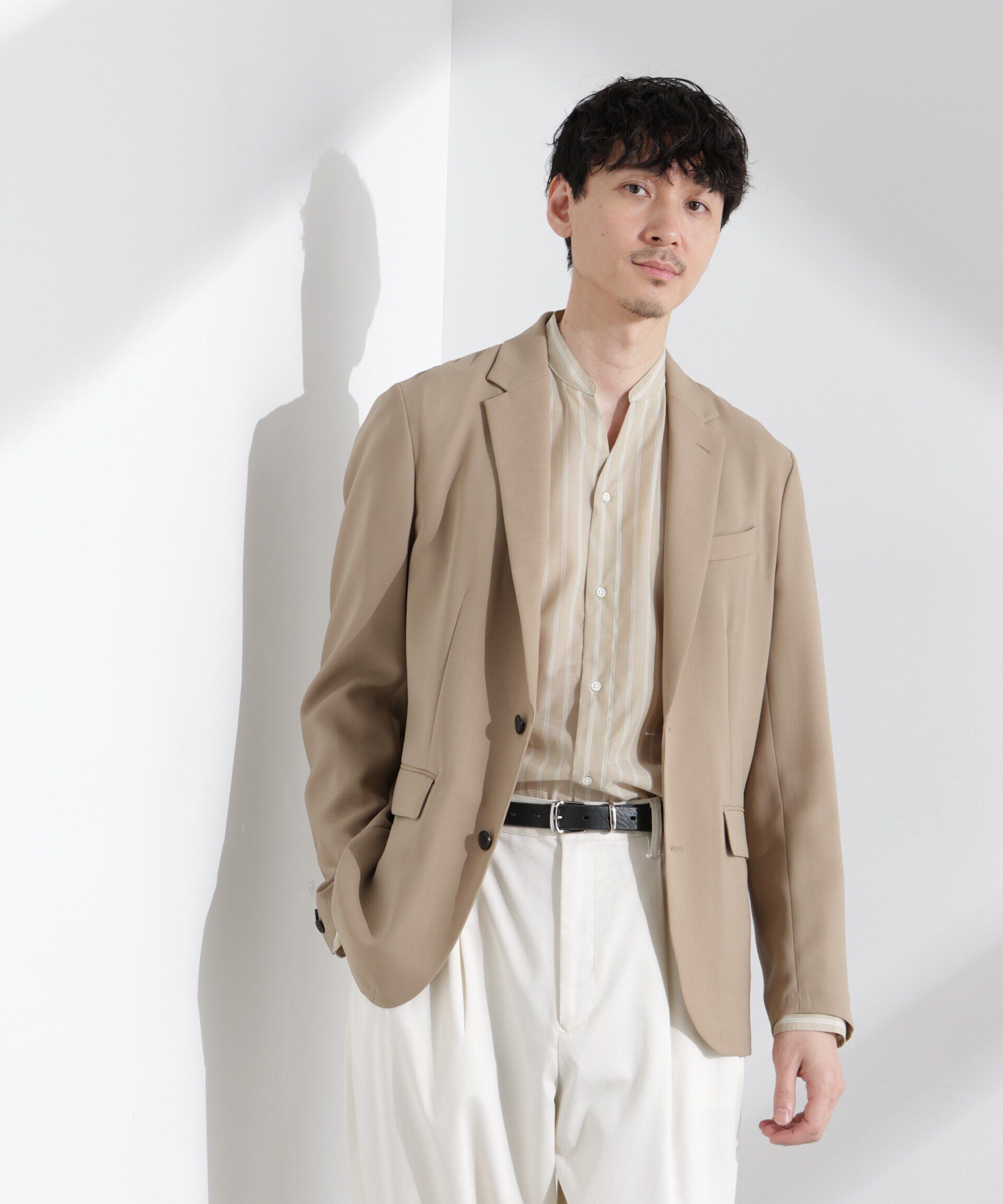  「「N JACKET PREMIUM」強撚ピケストレッチジャケット(セットアップ可)」|テーラードジャケット|ベージュ