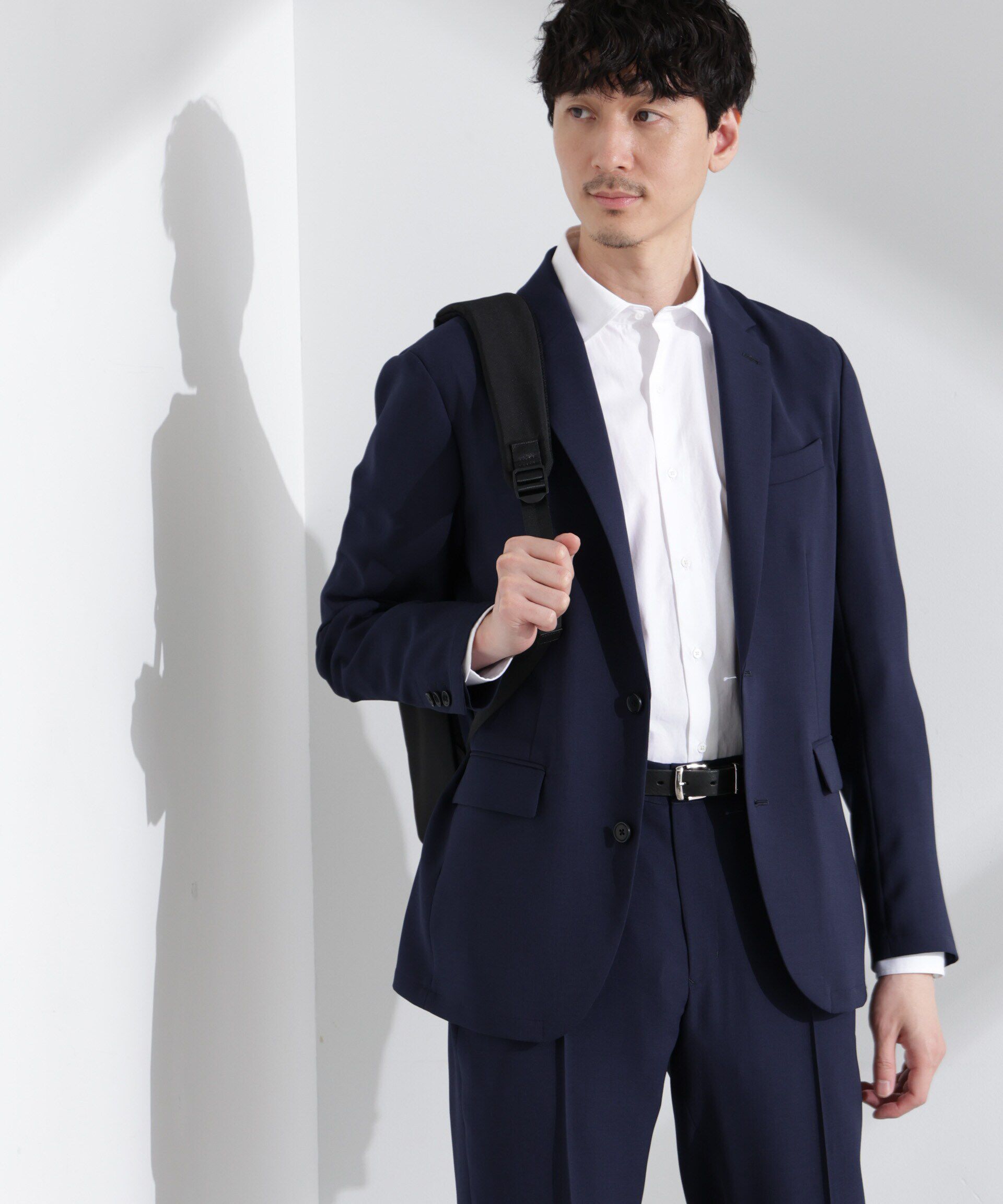  「「N JACKET PREMIUM」強撚ピケストレッチジャケット(セットアップ可)」|テーラードジャケット|ネイビー