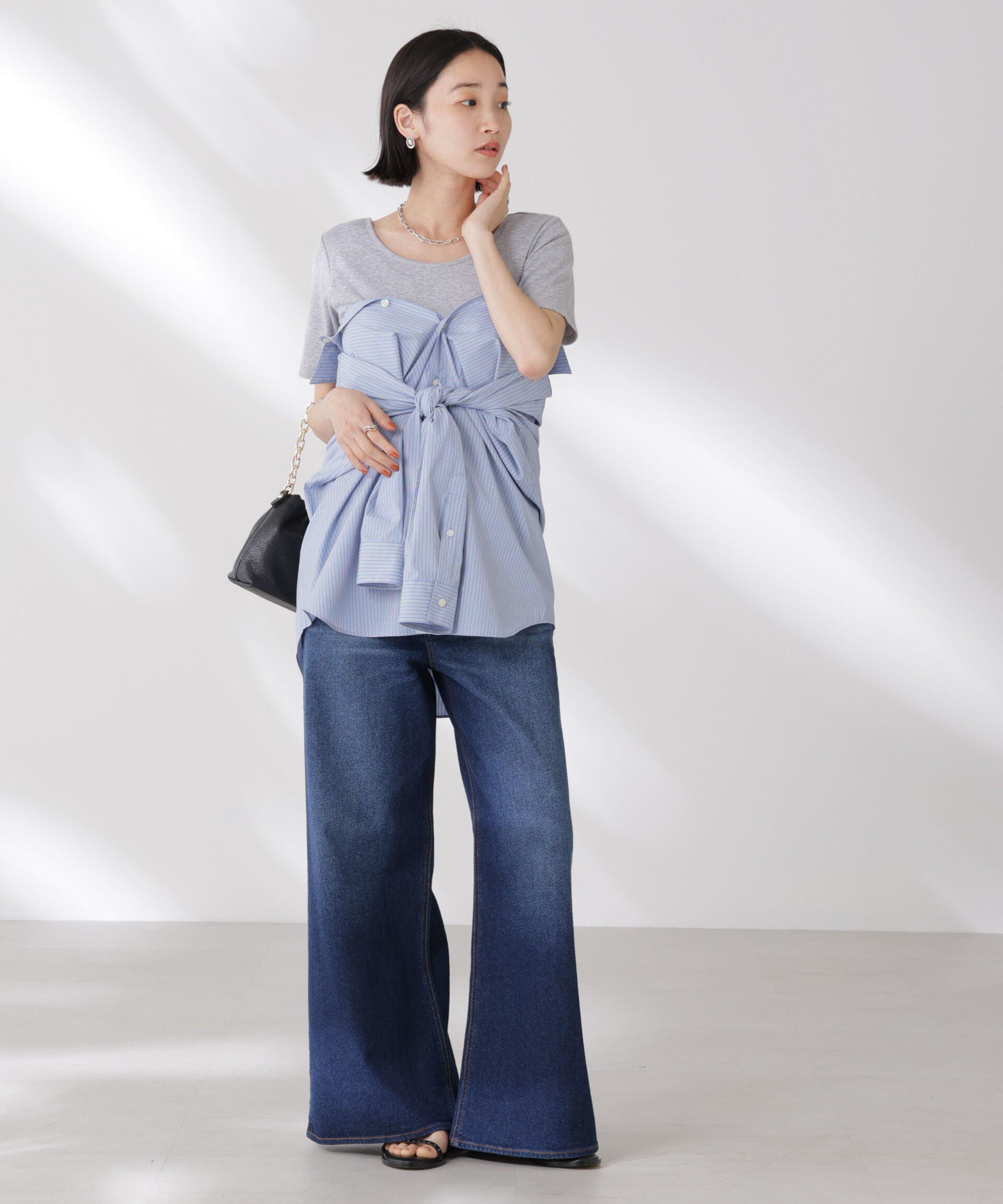 nano･universe「抗菌防臭・接触冷感機能 カップ付きクルーネックトップス」|Tシャツ・カットソー|