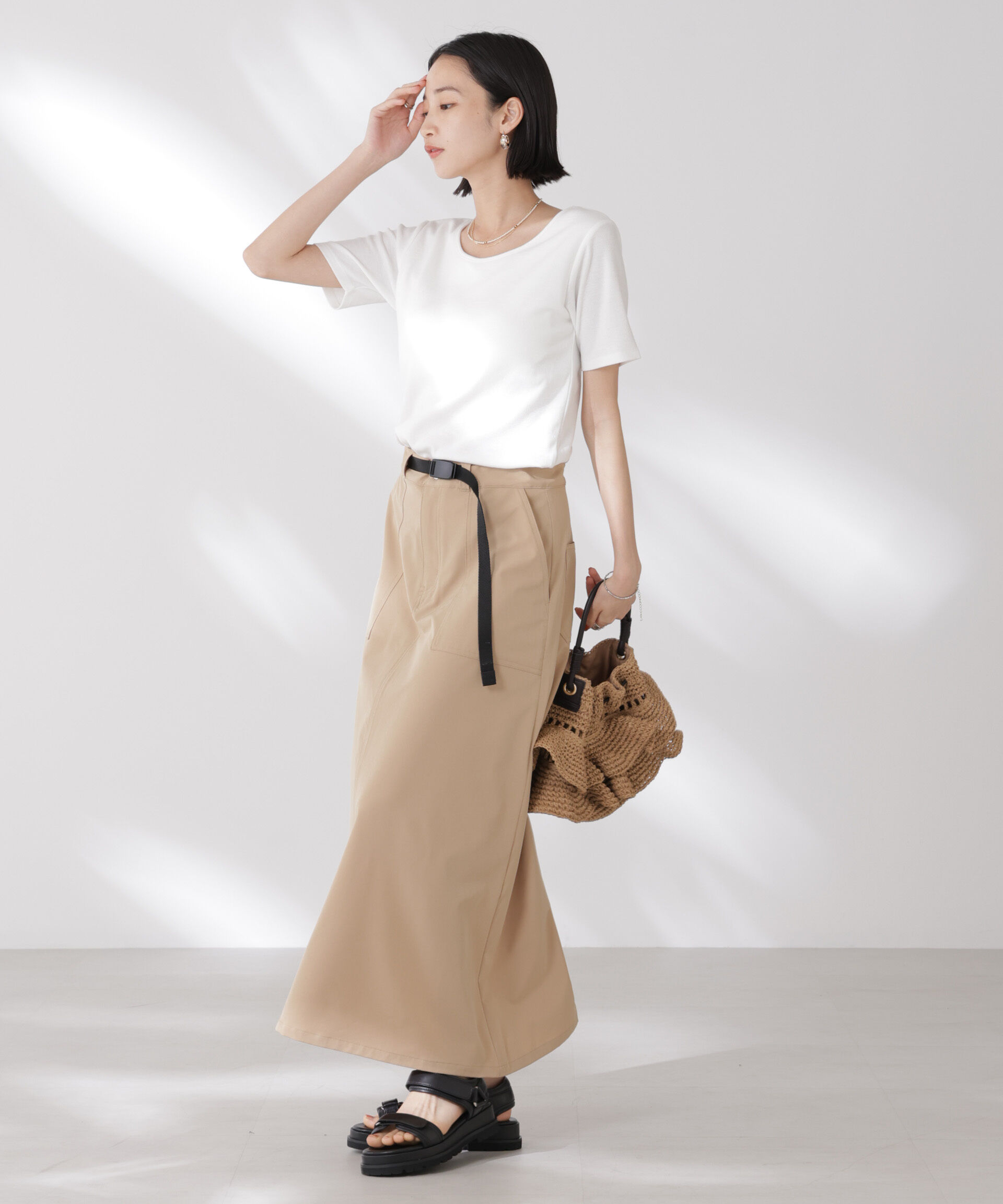 nano･universe「抗菌防臭・接触冷感機能 カップ付きクルーネックトップス」|Tシャツ・カットソー|