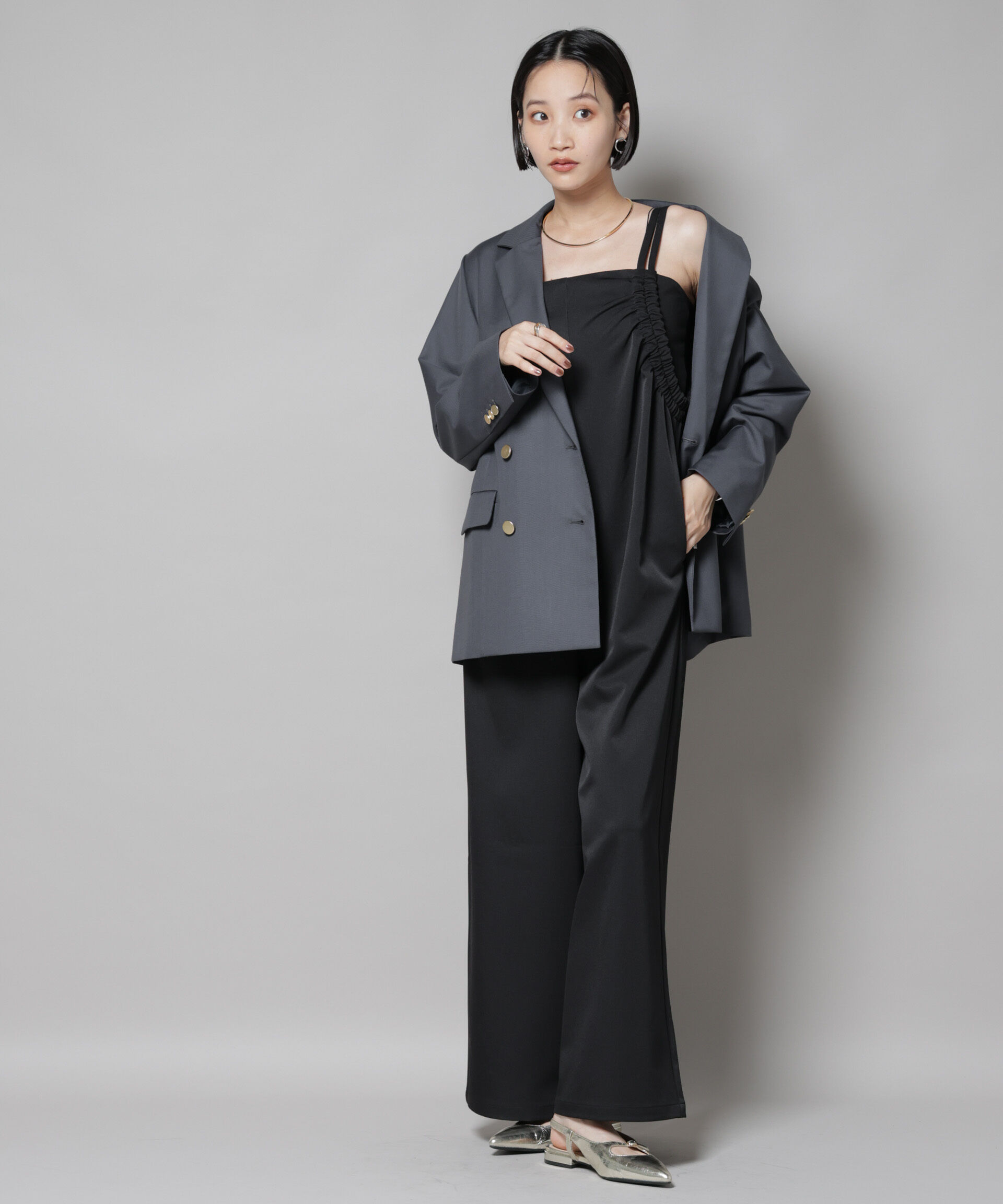 nano･universe「ギャザーデザインサロペットパンツ」|ワンピース|