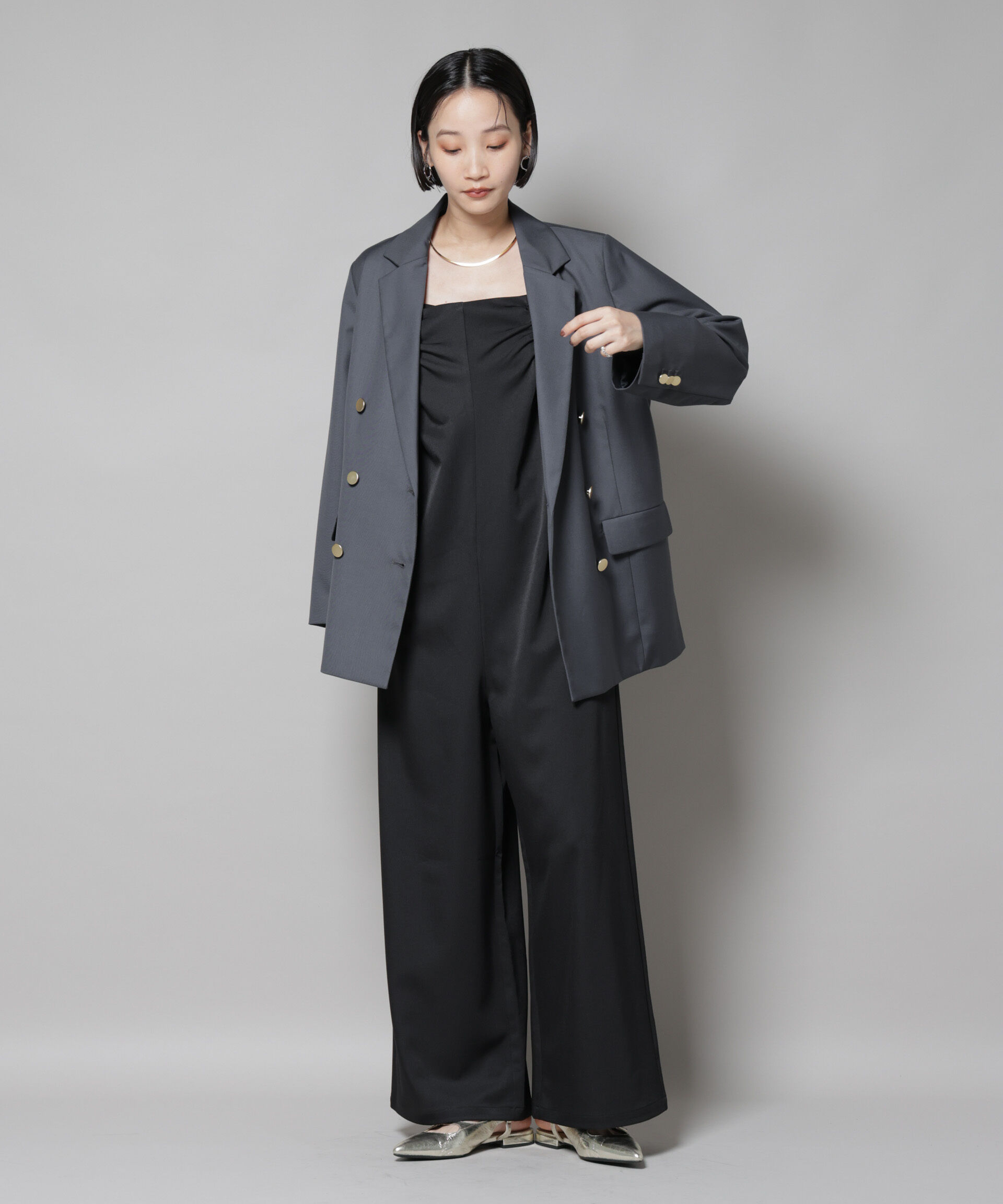 nano･universe「ギャザーデザインサロペットパンツ」|ワンピース|