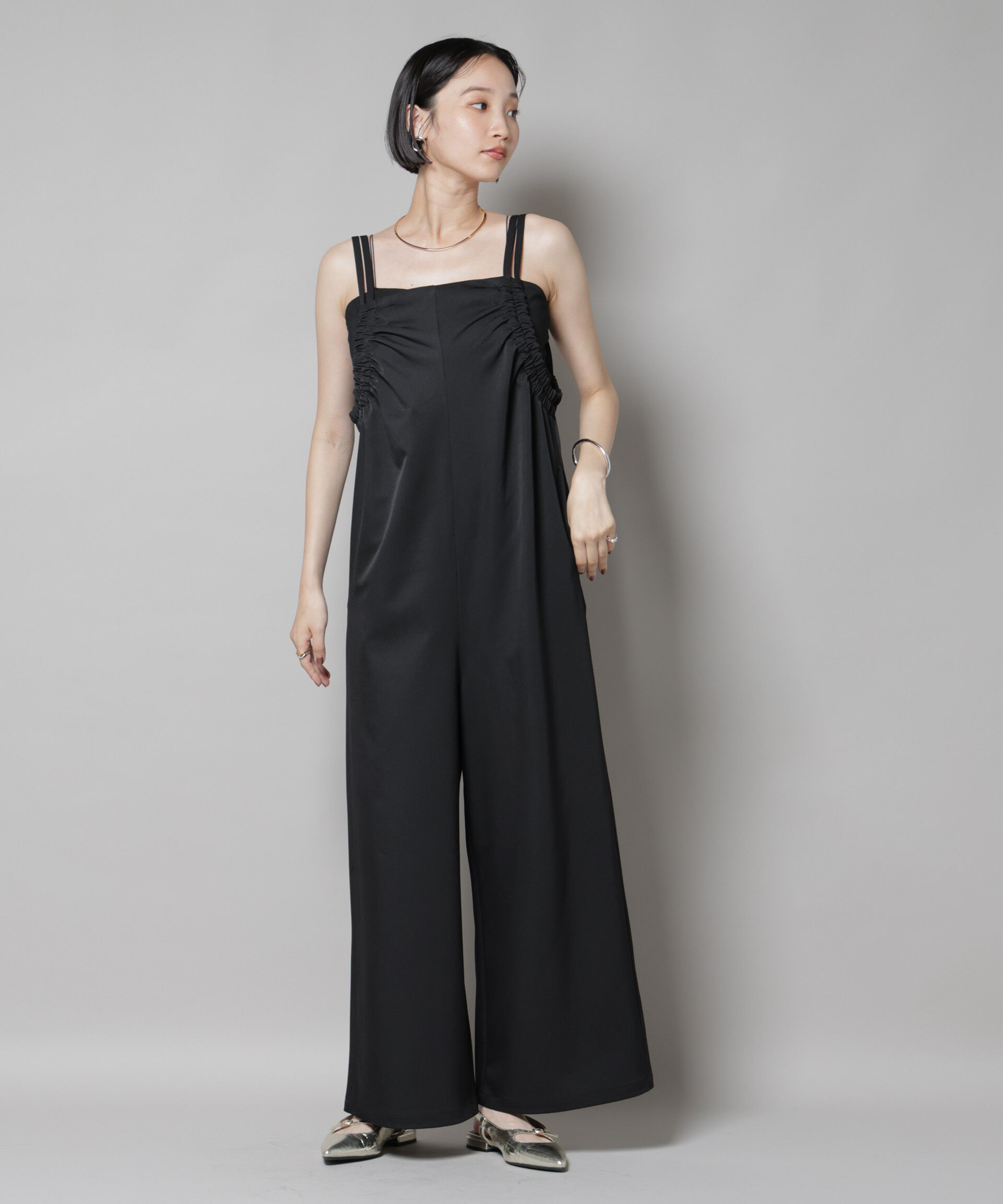 nano･universe「ギャザーデザインサロペットパンツ」|ワンピース|