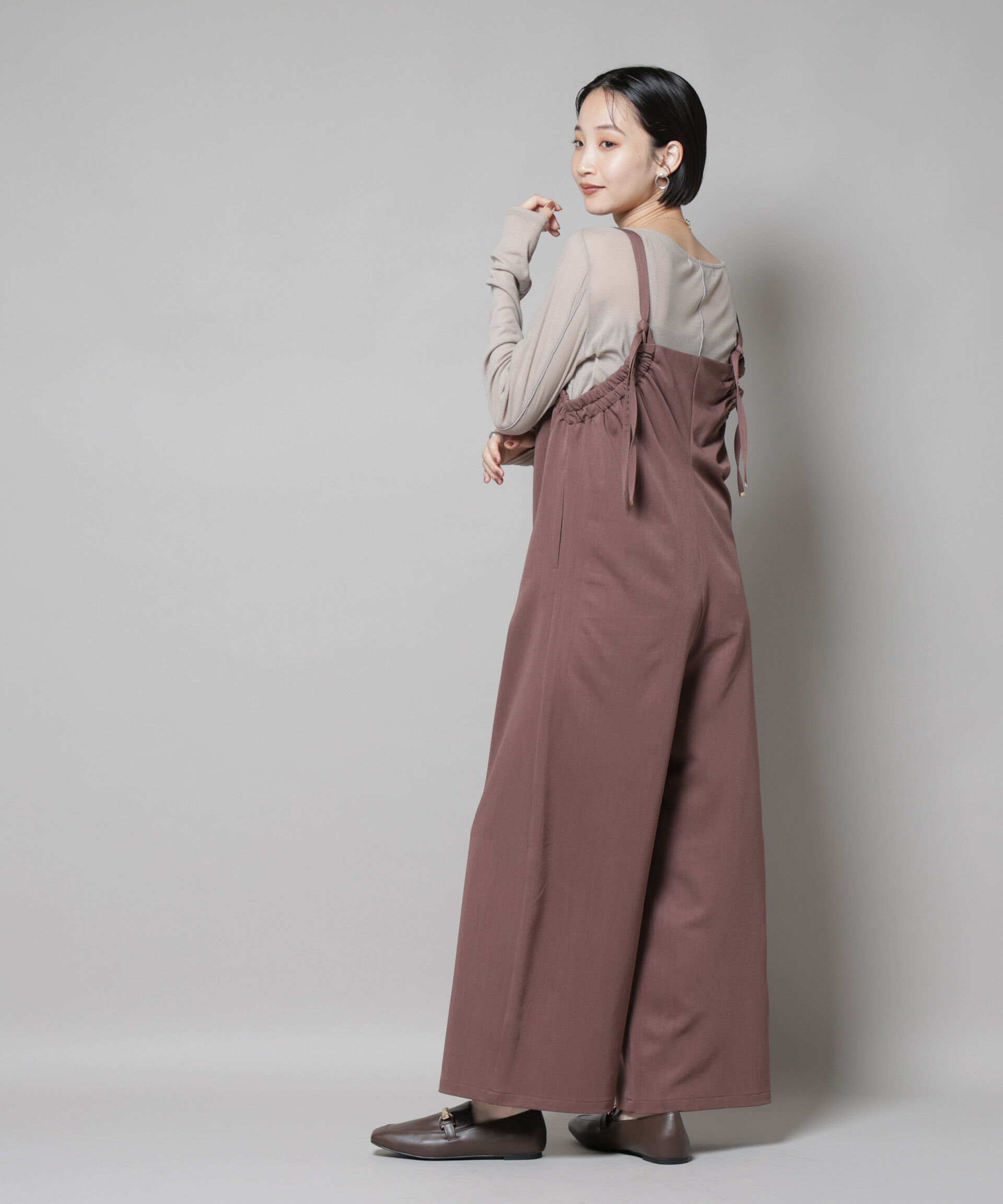 nano･universe「ギャザーデザインサロペットパンツ」|ワンピース|