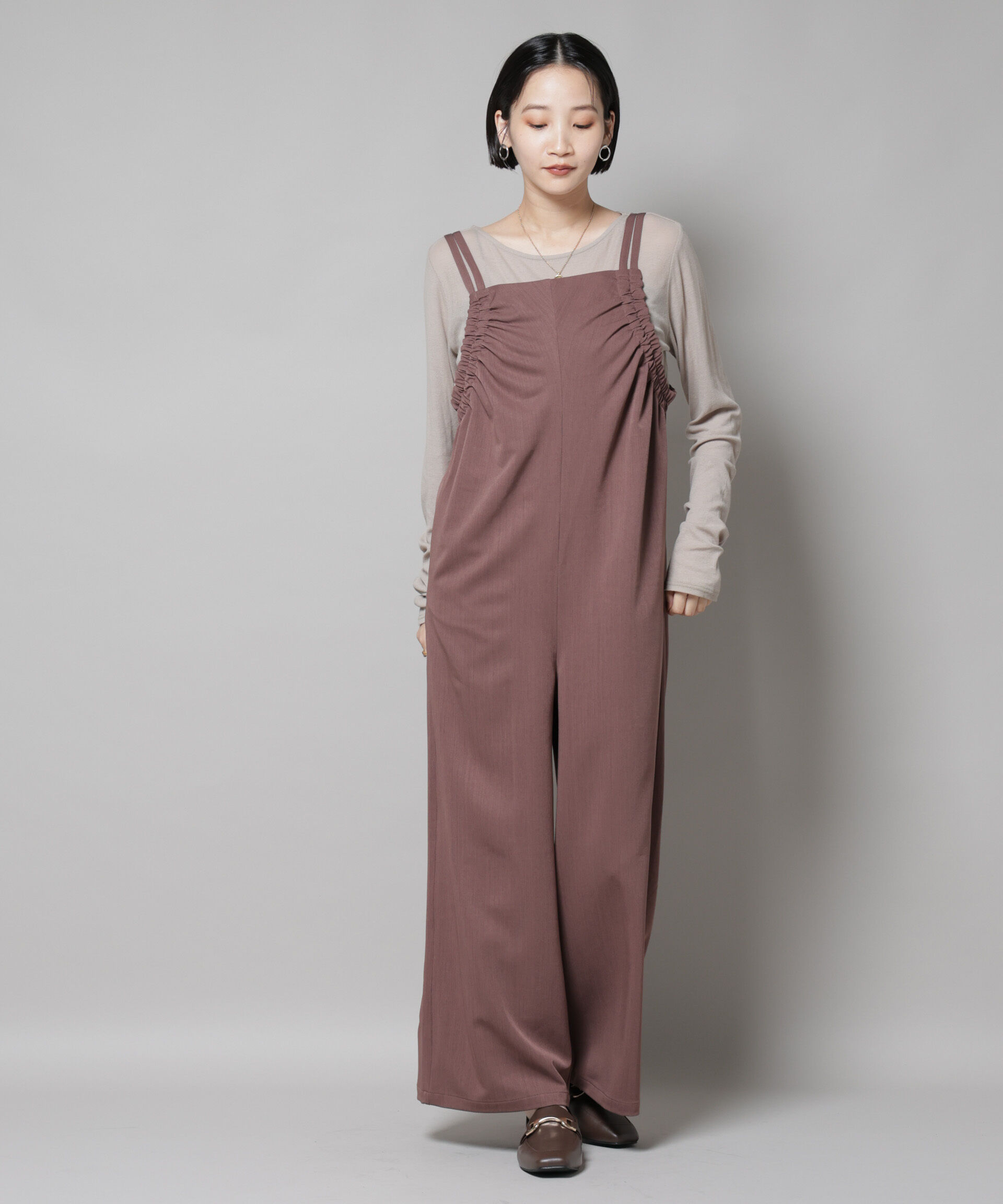 nano･universe「ギャザーデザインサロペットパンツ」|ワンピース|