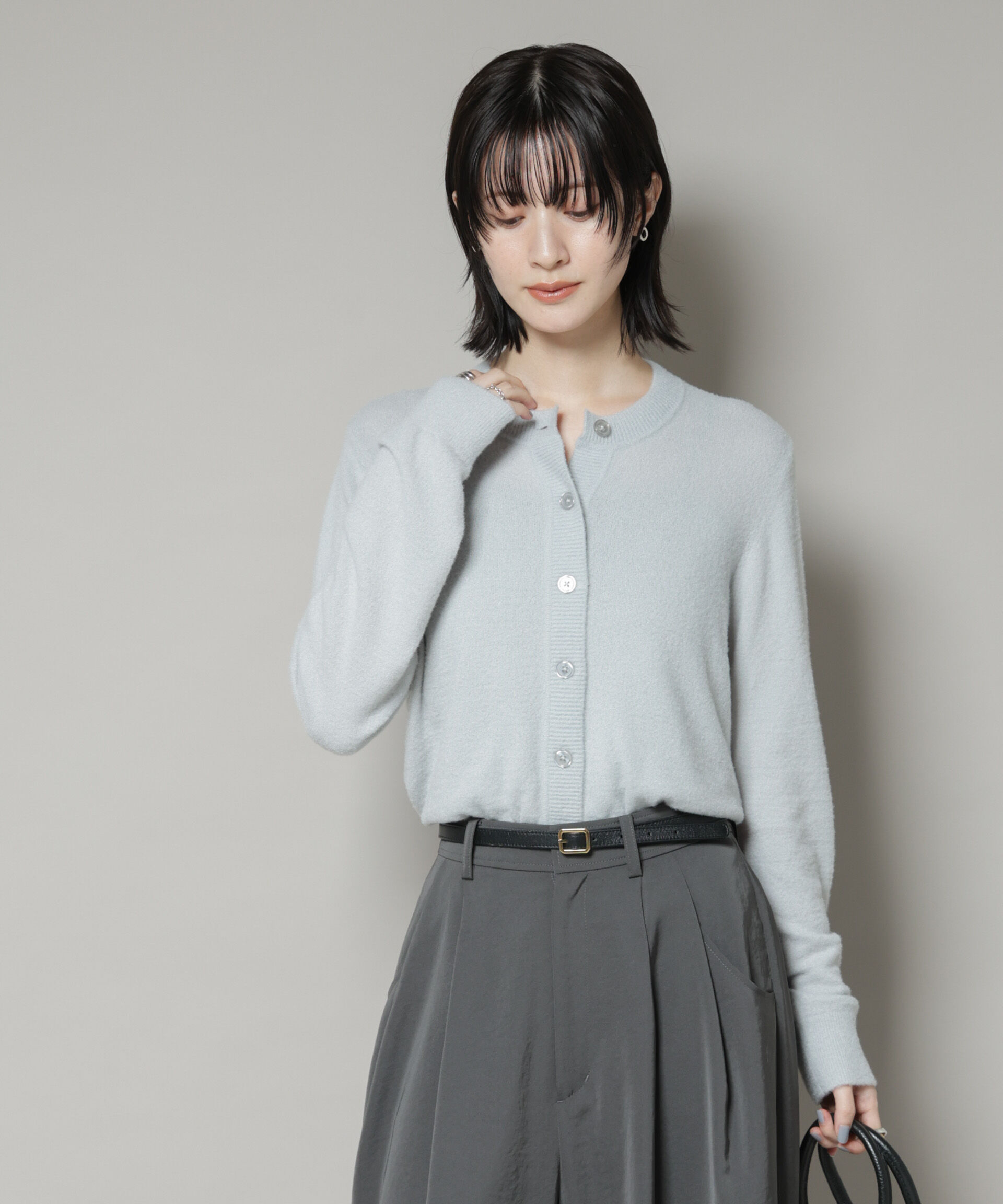 nano･universe「ミニラメシャギークルーネックカーディガン」|ニット・セーター|