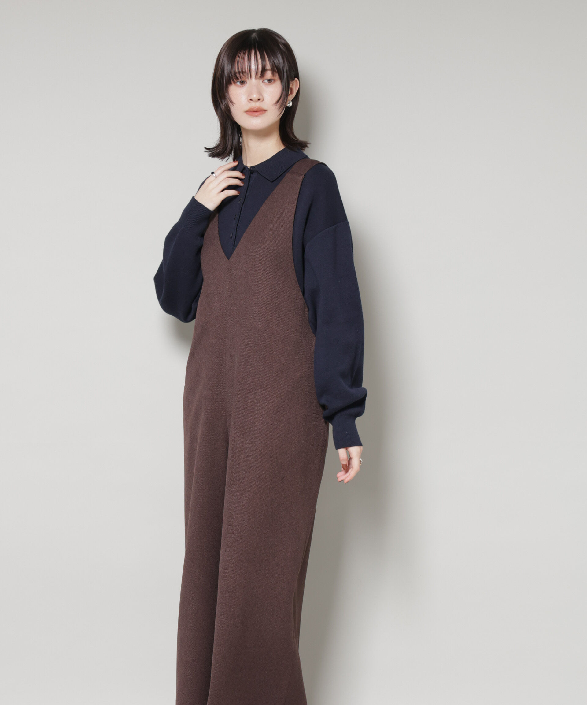 nano･universe「Vネックオールインワン」|ワンピース|