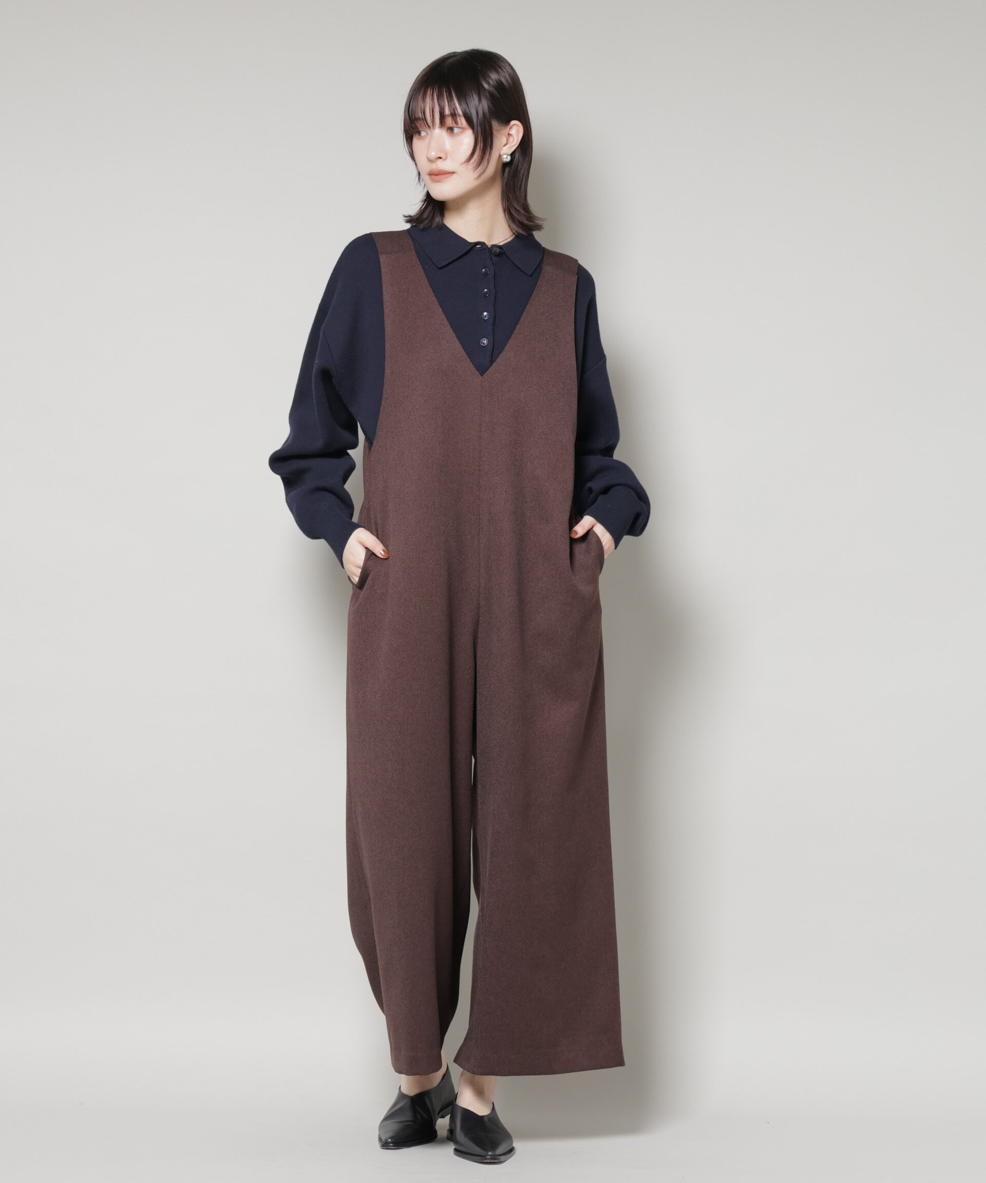 nano･universe「Vネックオールインワン」|ワンピース|