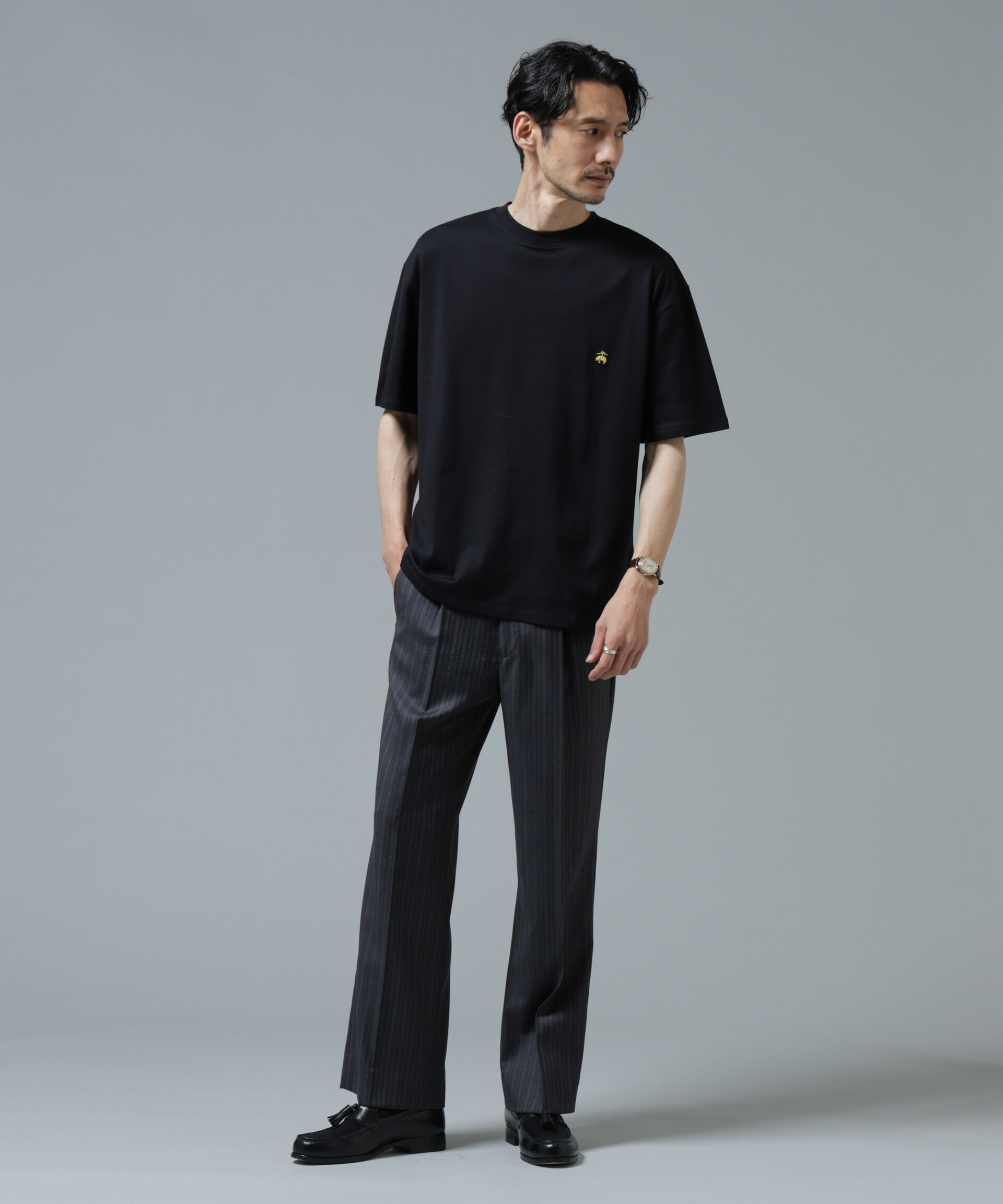 nano･universe「｢Brooks Brothers別注｣Anti Soaked(R) 汗染み防止 ｸﾙｰﾈｯｸ ﾋﾞｯｸﾞｼﾙ  」|Tシャツ・カットソー|