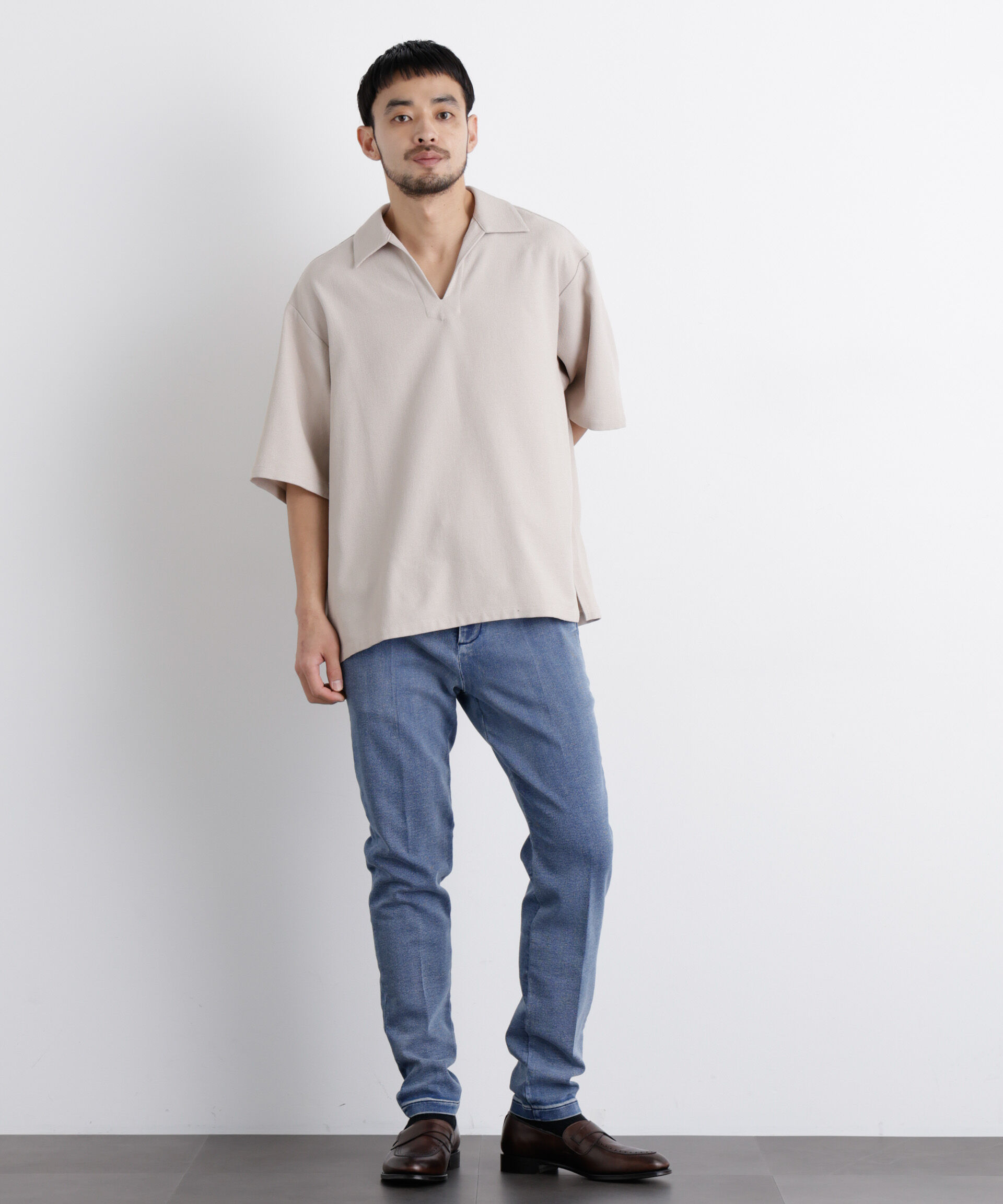 nano･universe「「Meaningful Continuity」coveross(R) EOS ポリエステルブッチャースキッパーシャツ」|シャツ・ブラウス|