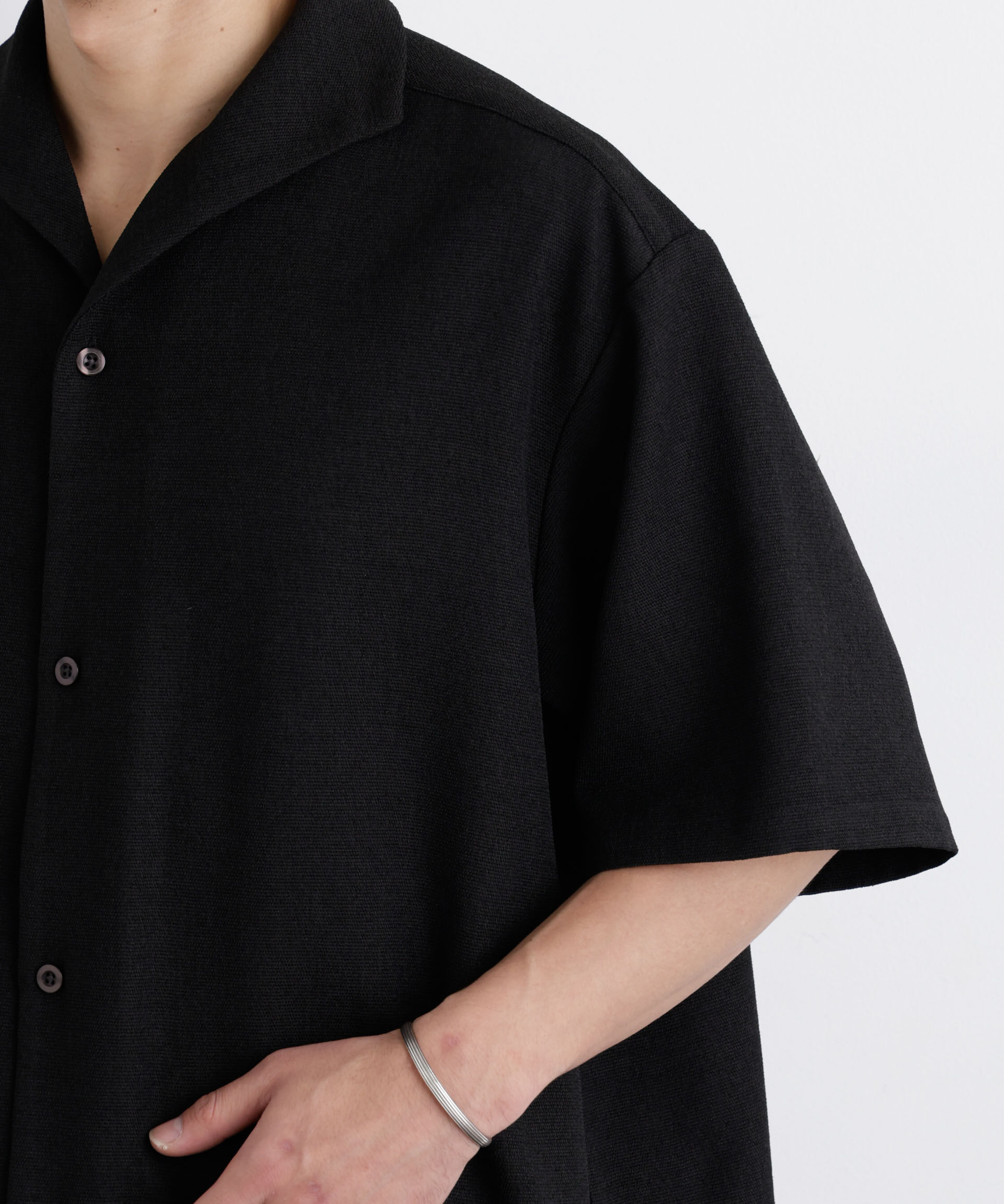 nano･universe「「Meaningful Continuity」coveross(R) EOS ポリエステルブッチャーイタリアンカラーシャツ」|シャツ・ブラウス|