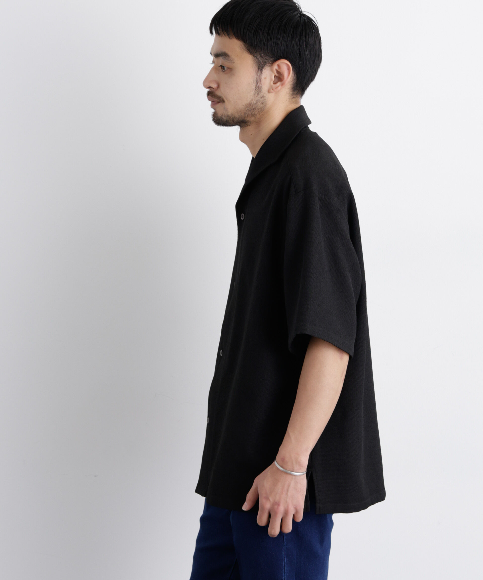 nano･universe「「Meaningful Continuity」coveross(R) EOS ポリエステルブッチャーイタリアンカラーシャツ」|シャツ・ブラウス|