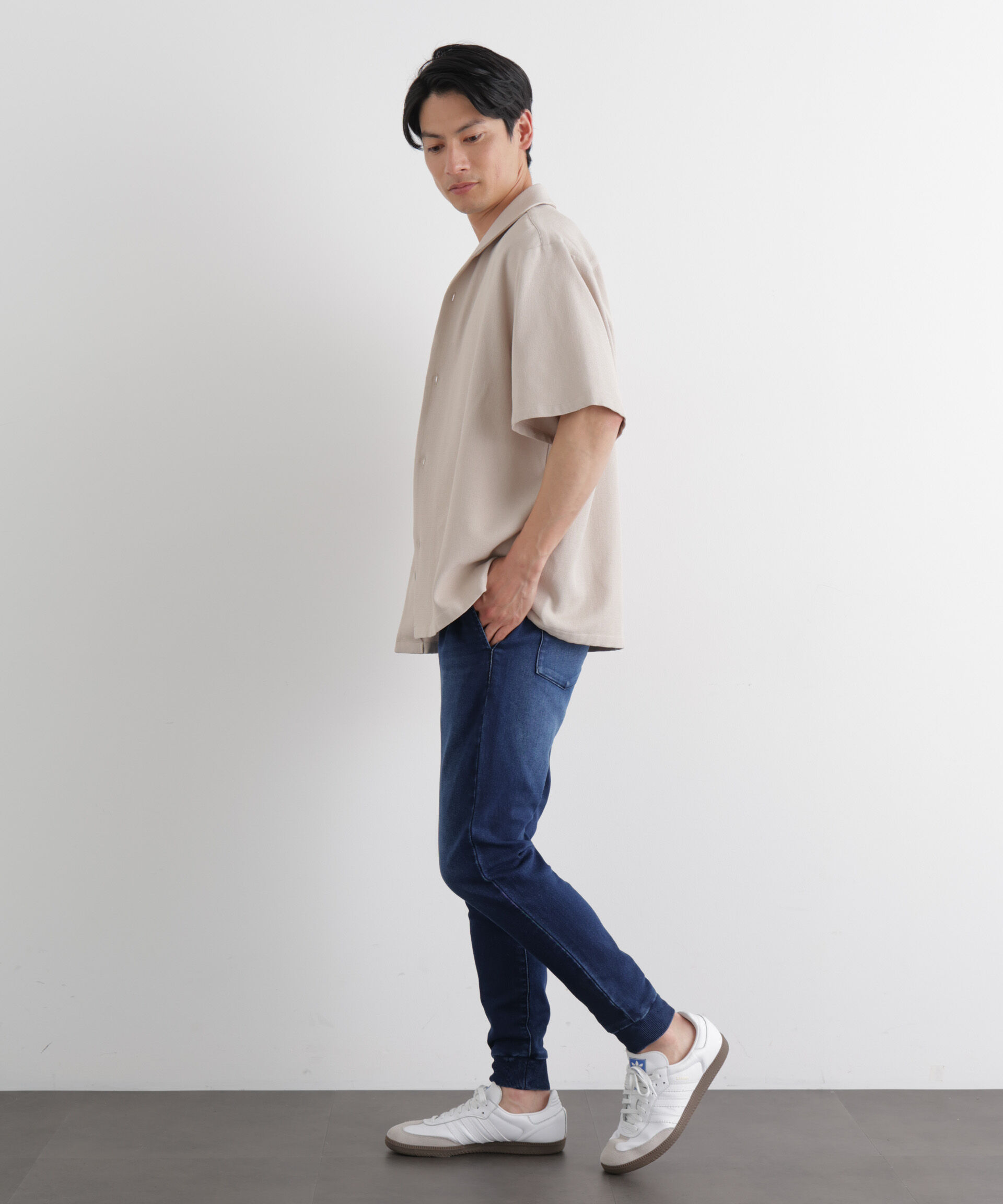 nano･universe「｢Meaningful Continuity｣ ストレッチデニムジョガーパンツ」|チノ|