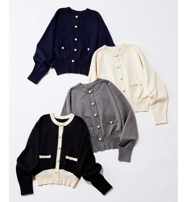 組曲「【WEB限定色あり】ELENA パールボタン ニットジャケット」|カーディガン|