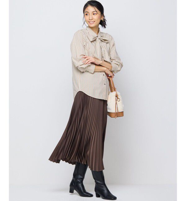 組曲「レザーライクサテン プリーツスカート」|スカート|