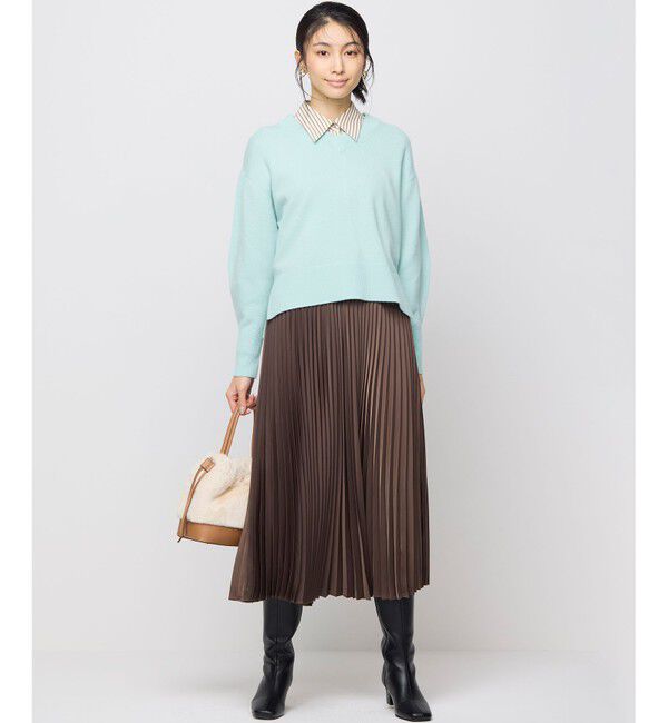 組曲「レザーライクサテン プリーツスカート」|スカート|