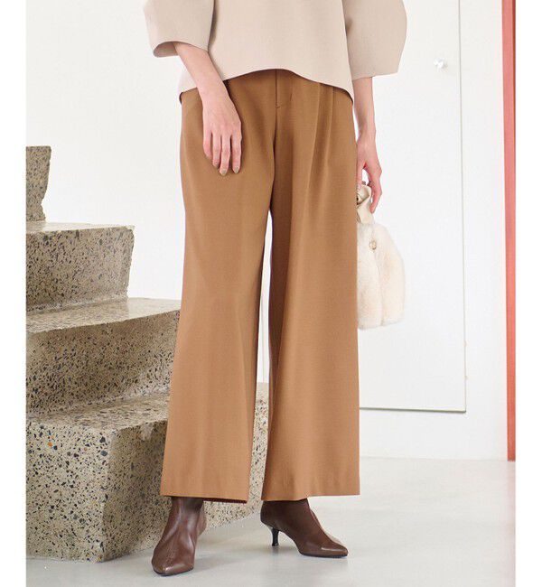 自由区「【洗える】ビエラストレッチワイド パンツ」|その他|ブラウン系