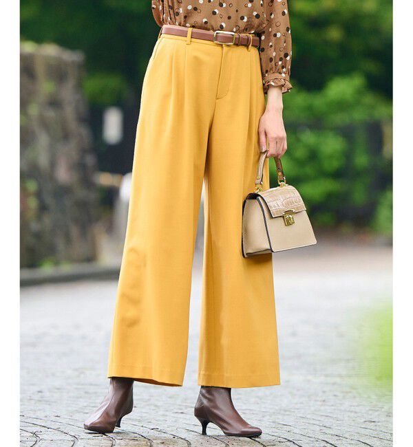 自由区「【洗える】ビエラストレッチワイド パンツ」|その他|イエロー系