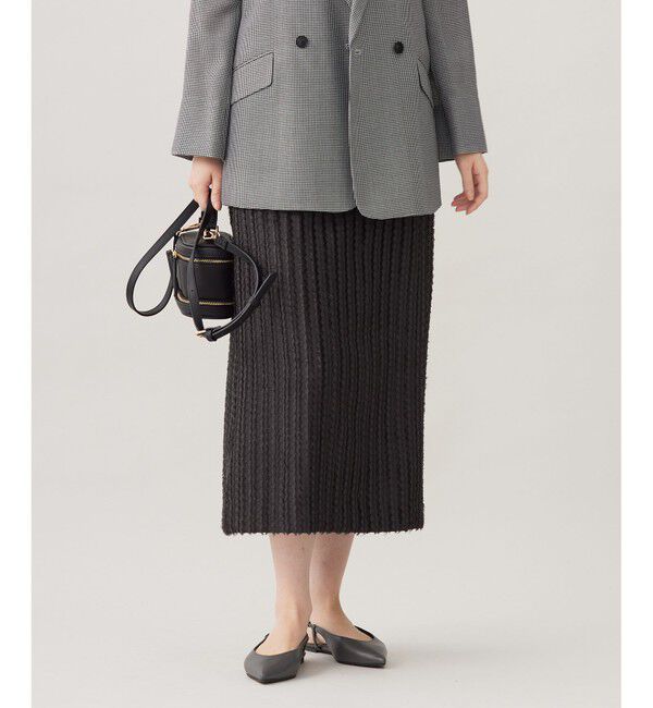 自由区「【セットアップ対応・洗える】フリンジジャガード スカート」|スカート|アッシュ