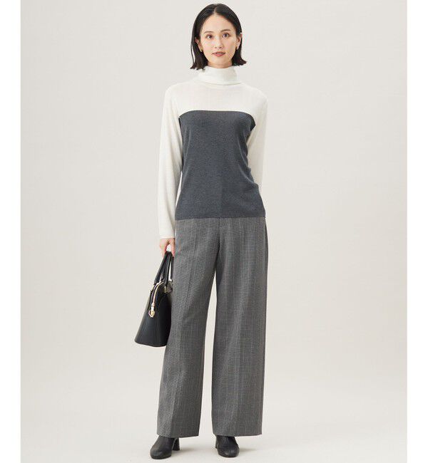 自由区「【撥水加工・洗える】TRギャバ裏起毛チェック柄ワイド パンツ」|その他|