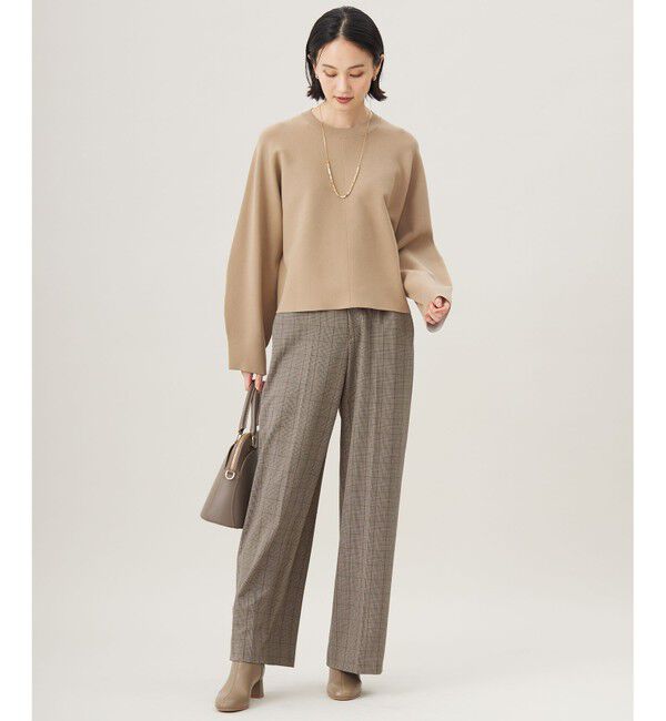 自由区「【撥水加工・洗える】TRギャバ裏起毛チェック柄ワイド パンツ」|その他|