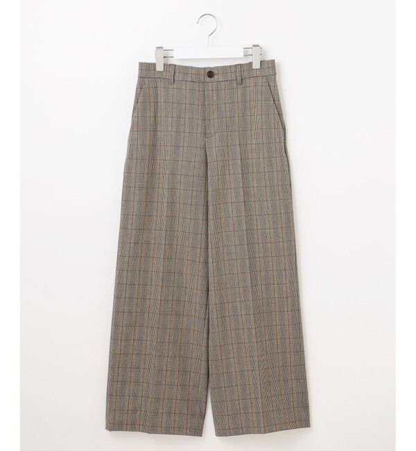 自由区「【撥水加工・洗える】TRギャバ裏起毛チェック柄ワイド パンツ」|その他|