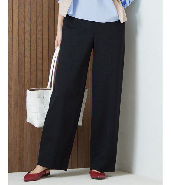 自由区「【洗える】ライトフィールジャージーワイドストレート パンツ」|その他|ブラック