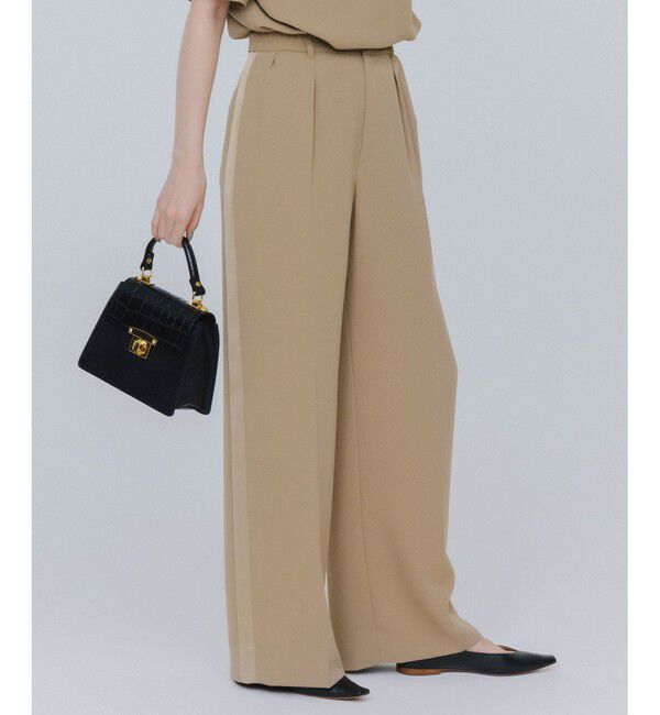 自由区「【SHIHOさんコラボ・洗える】バックサテンジョーゼットワイド パンツ」|その他|モカ