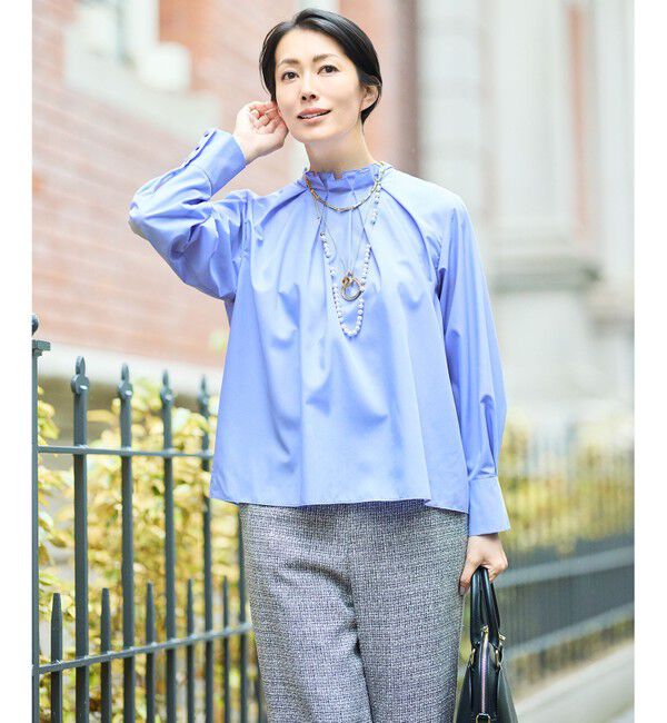 自由区「【カタログ掲載】ナチュラルタッチスタンドカラー ブラウス」|シャツ・ブラウス|