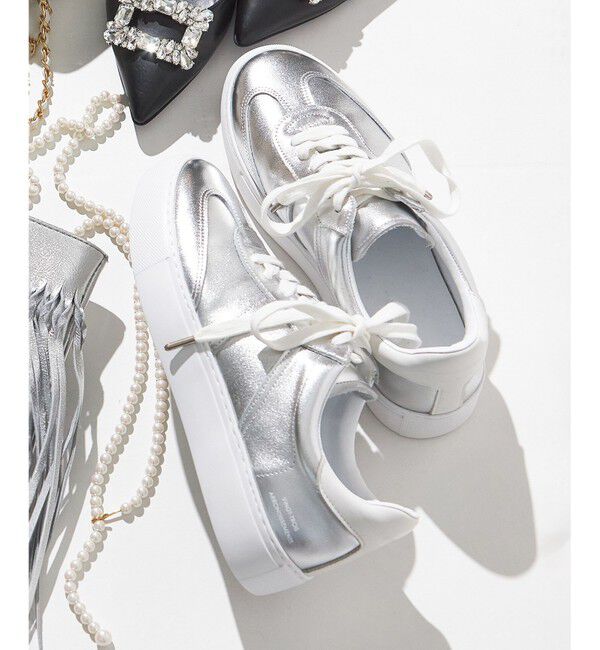 23区「【好評につき追加生産】レザー スニーカー」|スニーカー|シルバー系