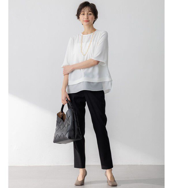 23区「【新色追加/Oggi掲載】ストレッチジョーゼット シアーコンビ カットソー」|Tシャツ・カットソー|