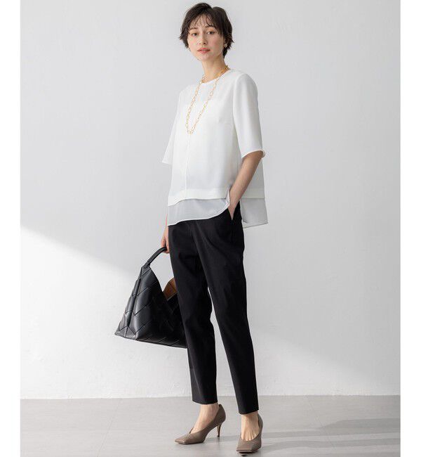 23区「【新色追加/Oggi掲載】ストレッチジョーゼット シアーコンビ カットソー」|Tシャツ・カットソー|