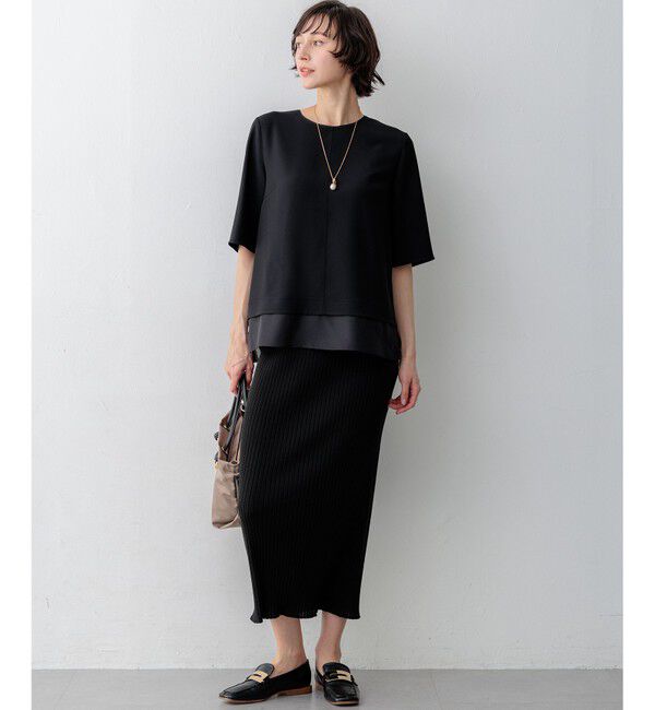 23区「【新色追加/Oggi掲載】ストレッチジョーゼット シアーコンビ カットソー」|Tシャツ・カットソー|