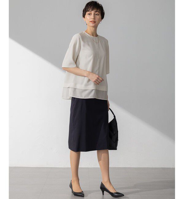 23区「【新色追加/Oggi掲載】ストレッチジョーゼット シアーコンビ カットソー」|Tシャツ・カットソー|