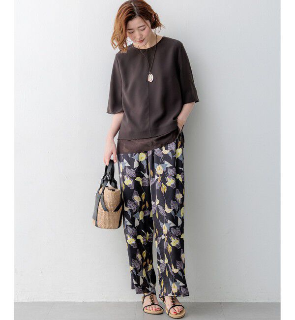 23区「【新色追加/Oggi掲載】ストレッチジョーゼット シアーコンビ カットソー」|Tシャツ・カットソー|