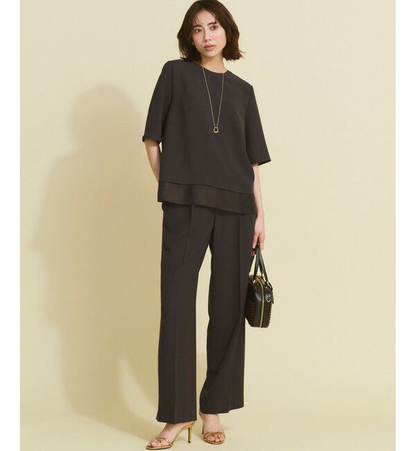 23区「【新色追加/Oggi掲載】ストレッチジョーゼット シアーコンビ カットソー」|Tシャツ・カットソー|