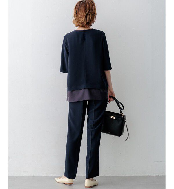 23区「【新色追加/Oggi掲載】ストレッチジョーゼット シアーコンビ カットソー」|Tシャツ・カットソー|