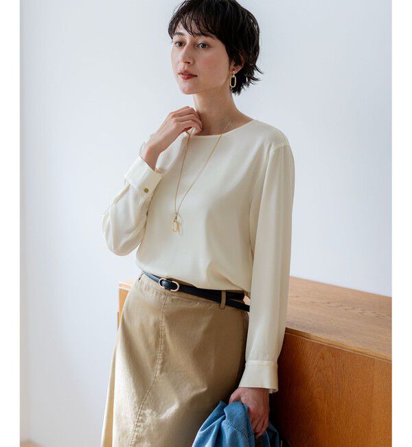 23区「カフスボタン サテンTEEブラウス」|シャツ・ブラウス|