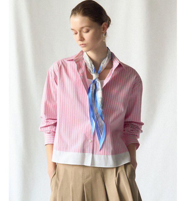 23区「【Oggi掲載】CANCLINI レギュラーカラー ストライプ クロップドシャツ」|シャツ・ブラウス|ﾋﾟﾝｸ&times;ｻｯ