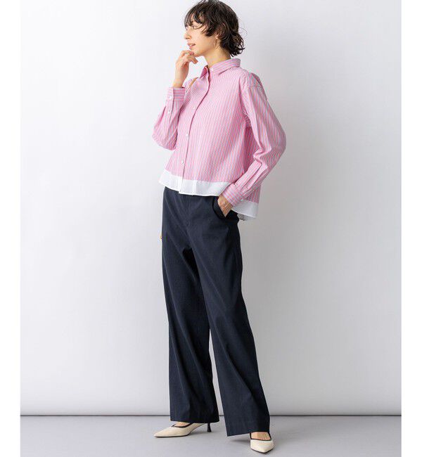 23区「【Oggi掲載】CANCLINI レギュラーカラー ストライプ クロップドシャツ」|シャツ・ブラウス|