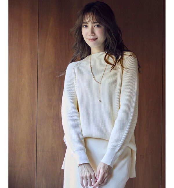 ANY SIS「【洗える・セットアップ可】アンチピリング変形畔 ボトルネック ニット」|ニット・セーター|アイボリー