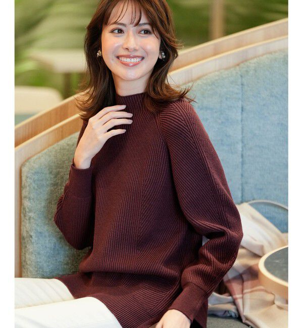 ANY SIS「【洗える・セットアップ可】アンチピリング変形畔 ボトルネック ニット」|ニット・セーター|ブラウン